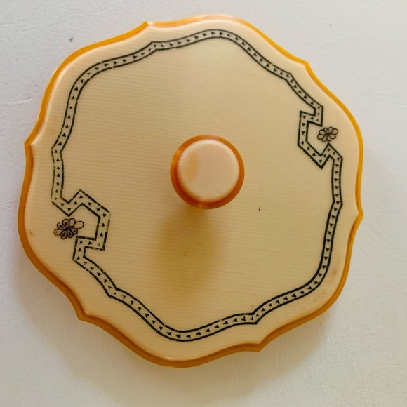 Antique Cellular Dresser Vanity Powder Bowl Jar - Picture 6 of 10